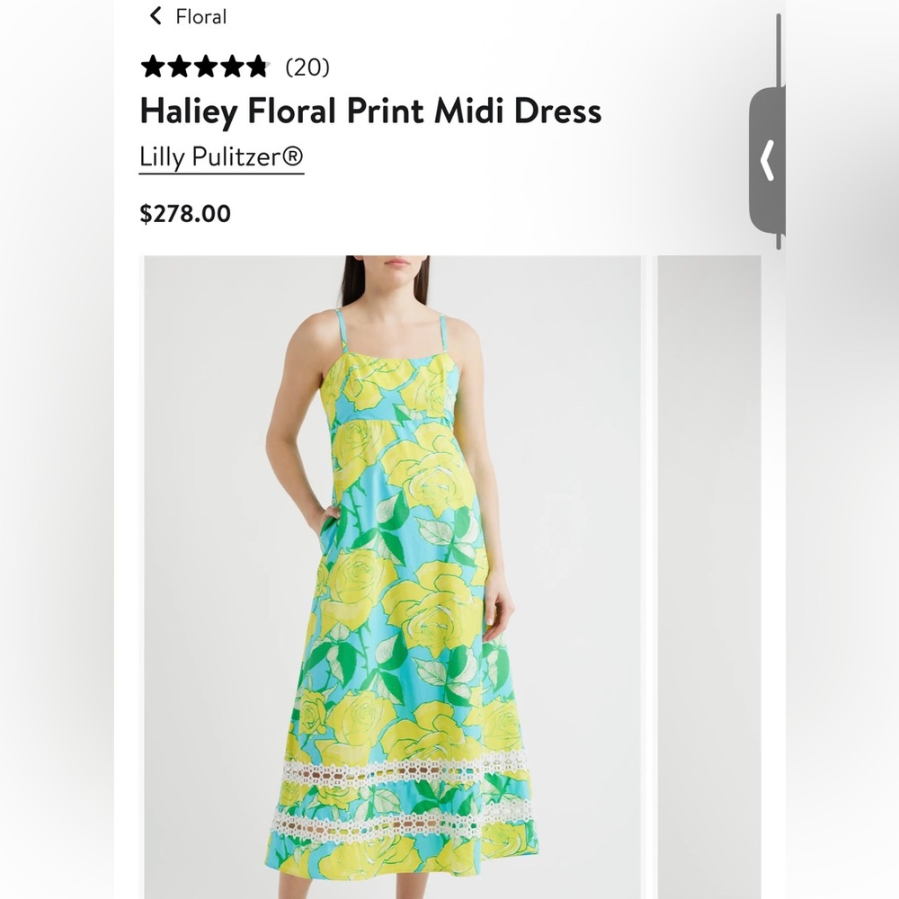 NWT Lilly Pulitzer Hailey Floral Print Midi Dress